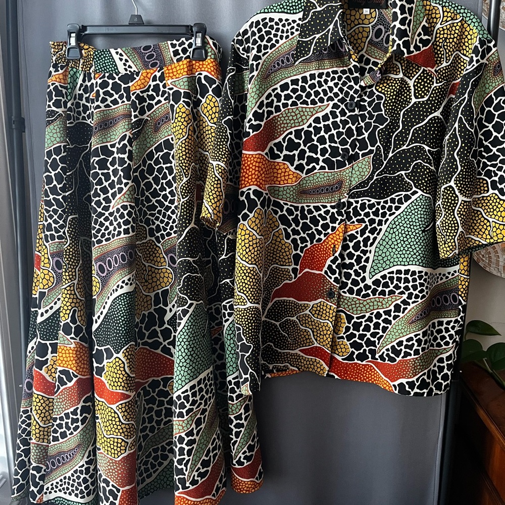 Rare Vintage Boutique “Willy Nilly” Multicolored Abstract Print Set, Size M